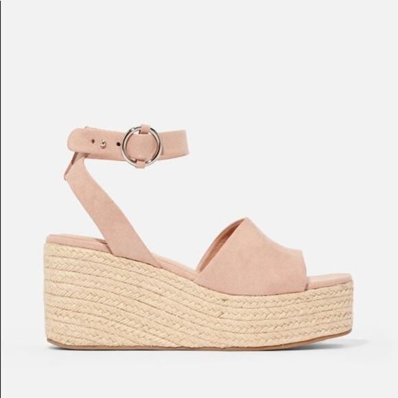 5/$30 JustFab Suede Woven Wedges -BLACK - Picture 2 of 8